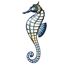 Seahorse metal blue wall hanging 56 cm