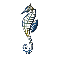 Seahorse metal blue wall hanging 56 cm