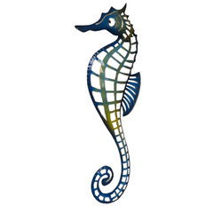 Seahorse metal blue wall hanging 56 cm