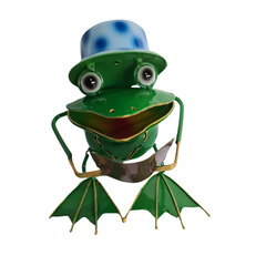 Frog reading a book blue hat 11 cm