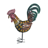 Batik Rooster with layered metal feathers 50 cm