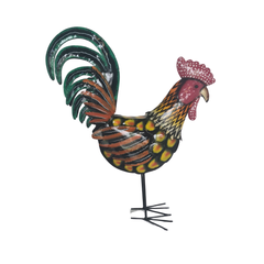Batik Rooster with layered metal feathers 50 cm