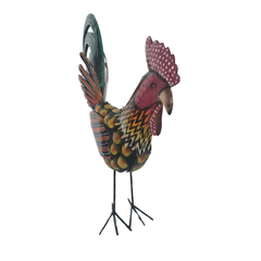 Batik Rooster with layered metal feathers 50 cm