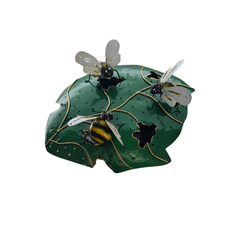 Mosquito coil holder Bees x 3 on leaf 20 cm