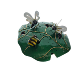 Mosquito coil holder Bees x 3 on leaf 20 cm