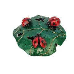 Mosquito coil holder Lady Bugs x 3 on leaf 20 cm