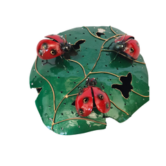 Mosquito coil holder Lady Bugs x 3 on leaf 20 cm