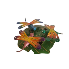 Mosquito coil holder Dragonfly x 3 on leaf 20 cm
