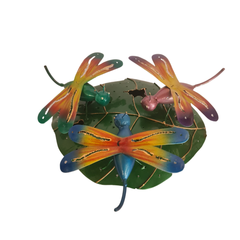 Mosquito coil holder Dragonfly x 3 on leaf 20 cm