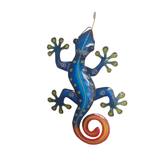 Gecko wall decoration in Batik blue and orange 30 cm