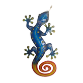 Gecko wall decoration in Batik blue and orange 50 cm
