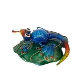 Mosquito coil holder with a gecko on a leaf 23 cm