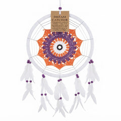 Dream catcher single ring with feathers 16 cm drop 45 cm