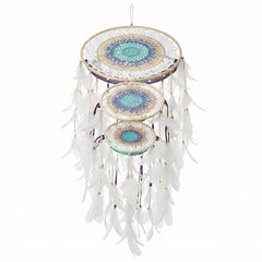 Dream catcher 3 rings with feathers 42 cm drop 120 cm