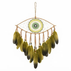 Dream catcher eye design with feather 12 cm 50 cm drop