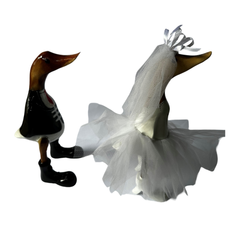 Wedding ducks black suit white dress 30 cm