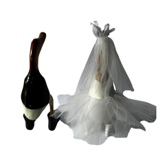 Wedding ducks black suit white dress 30 cm