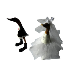 Wedding ducks black suit white dress 30 cm