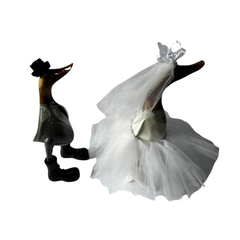 Wedding ducks grey suit white dress 30 cm