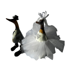 Wedding ducks grey suit white dress 30 cm