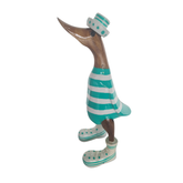 Duck with boots and sun hat turquois 25 cm