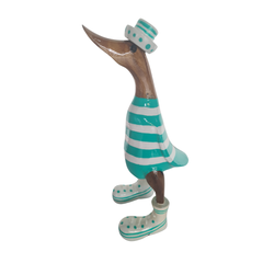 Duck with boots and sun hat turquois 25 cm