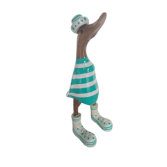 Duck with boots and sun hat turquois 25 cm
