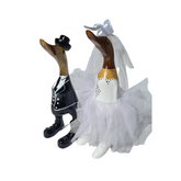 Wedding ducks black suit dress white 30 cm