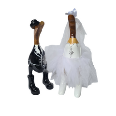Wedding ducks black suit dress white 30 cm