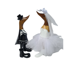 Wedding ducks black suit dress white 30 cm