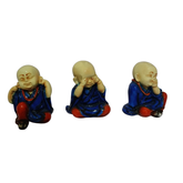 Budhas blue set of 3 in resin see no evil 11 cm