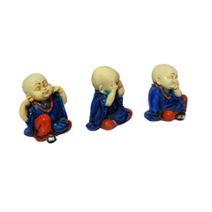 Budhas blue set of 3 in resin see no evil 11 cm