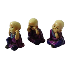 Budhas purple set of 3 in resin see no evil 11 cm