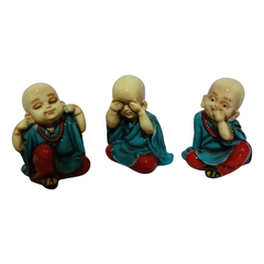 Budhas torquise set of 3 in resin see no evil 11 cm