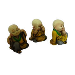 Budhas yellow set of 3 in resin see no evil 11 cm