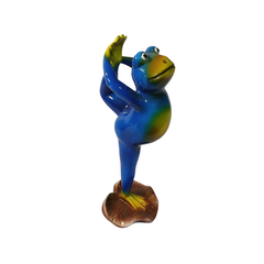 Frog dancing blue in resin 25 cm high