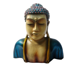 Budha bust in blue in resin 25 cm high