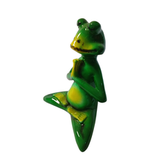 Frog green sitting and praying in resin 13 cm high