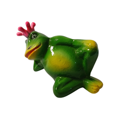 Frog green queen lying in resin 16 cm long