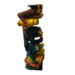 Three scholar monkeys sitting on each other brown in resin 36 cm high
