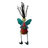 Sitting angel metal art blue 46 cm long