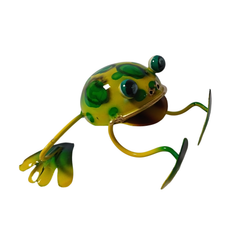 Frog green metal small 9 cm long
