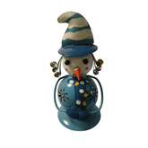 Snowman blue metal art 15 cm high