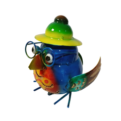 Owl tea light holder in yellow 18 cm high