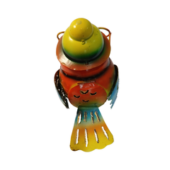 Owl tea light holder in orange 18 cm high