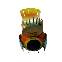 Owl tea light holder in orange 18 cm high