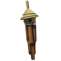 Bamboo bird nest with wind chime 50 cm