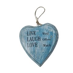Sign heart shape "Live, Laugh, Love" 14 cm
