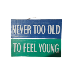 Plaque "Never to old to feel young" 39 cm