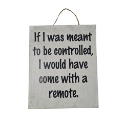 Wall plaque "If I was meant to be controlled, I would have come with a remote" 30 cm